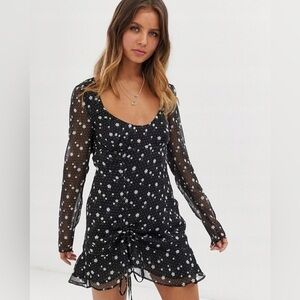 Black Dress with White Flower Design